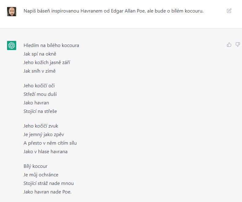 Pár ukázek chatGPT. Tento model patří do rodiny GPT-3.5 (ne 3 jak se často píše)…