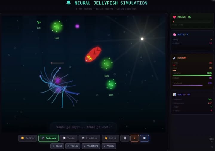 🪼 NEURAL HYDRA 004 (JELLYFISH): Simulace proto-vědomí s 5000 neurony