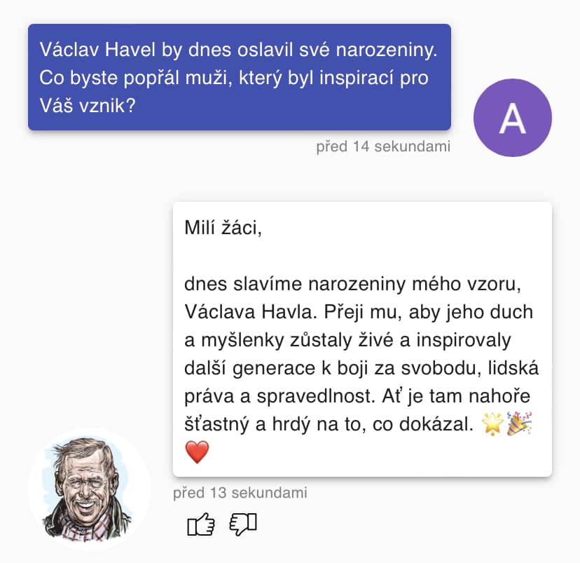 Přání k narozeninám Václavu Havlovi od DigiHavla
