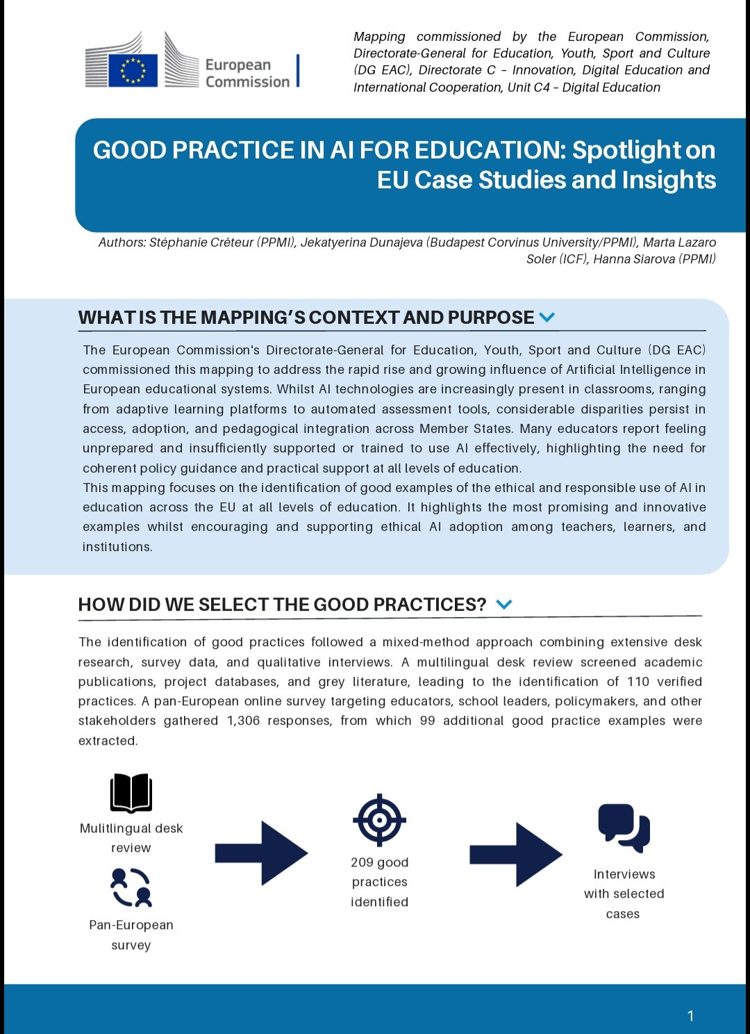 Metodika mappingu — Multilingual desk review → 209 good practices identified → Interviews with selected cases
